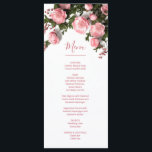 3D Roses Greenery Wildflowers Menu<br><div class="desc">This wildflowers menu card features pink 3D roses and greenery and an elegant handwritten script on a white background. Customize it with bride and groom names on the backside.</div>