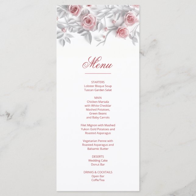 3D Roses Heritage Style  Menu (Front)