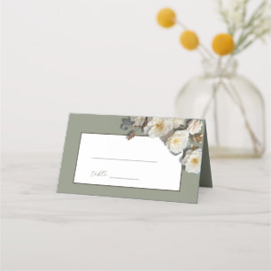 3D Roses Sage Green Wedding Place Card