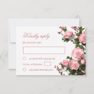 3D Roses Wildflowers Wedding RSVP Card