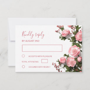 3D Roses Wildflowers Wedding RSVP Card