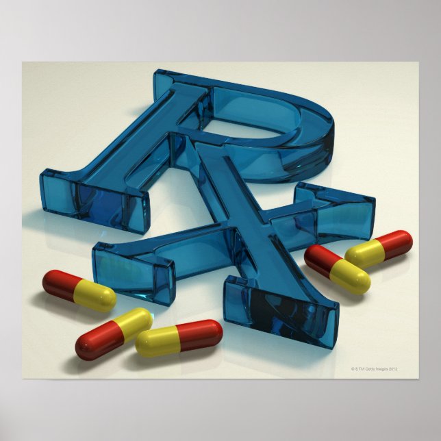 3D RX symbol with capsules Poster (Front)
