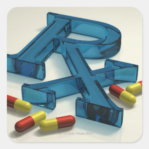 3D RX symbol with capsules Square Sticker
