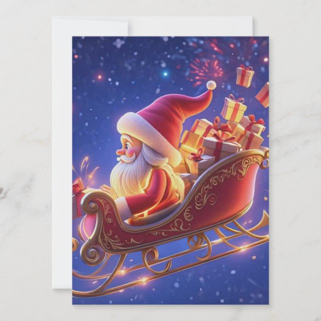 3D Santa Claus Christmas Greeting Card – Festive H (Front)