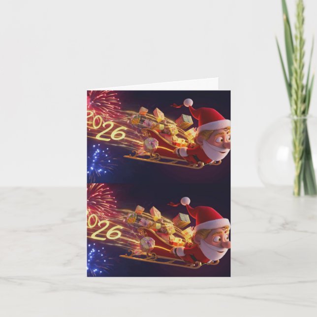 3D Santa Claus Christmas Greeting Card – Festive H (Front)
