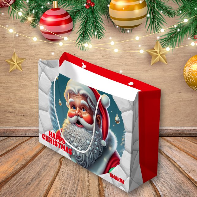 3D Santa Claus Christmas Red Holiday Large Gift Bag (Creator Uploaded)
