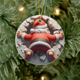 3d Santa Clause Ceramic Ornament