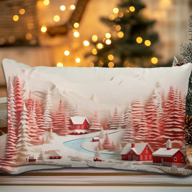 3D Scandinavian Winter Landscape Lumbar Pillow (Creator Uploaded)