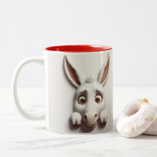 3D Scared Donkey Funny Animals  Two-Tone Coffee Mug