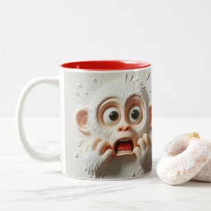3D Scared Monkey Funny Animals  Two-Tone Coffee Mug