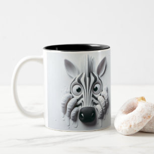 3D Scared Zebra Funny Animals  Two-Tone Coffee Mug