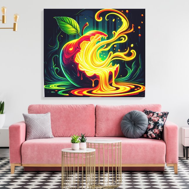 3D Screaming Apple  Canvas Print (Insitu(LivingRoom))