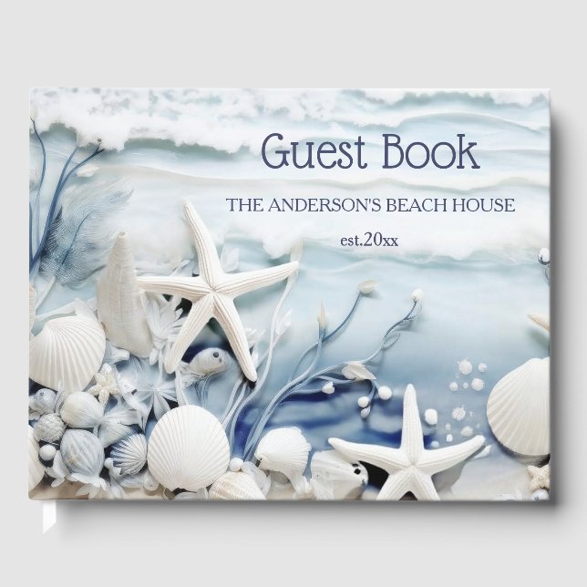3D Sea Star And Shells Lake House Guest Book (Front)
