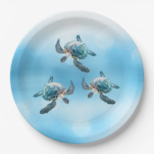 3D Sea Turtles  Ocean Themed Paper Plate