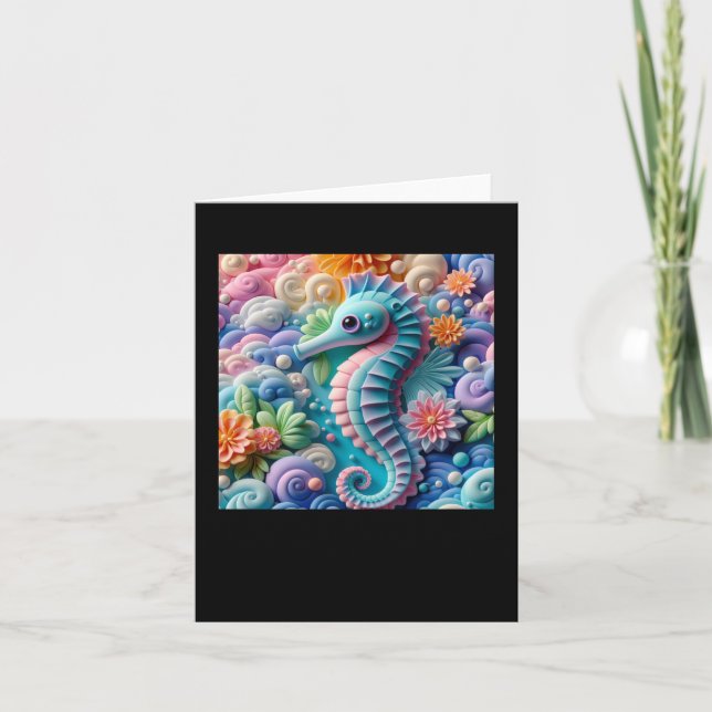 3d Seahorses Sticker  Card (Front)