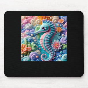 3d Seahorses Sticker Mouse Pad