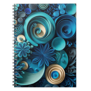 3D Shades of Blue Notebook