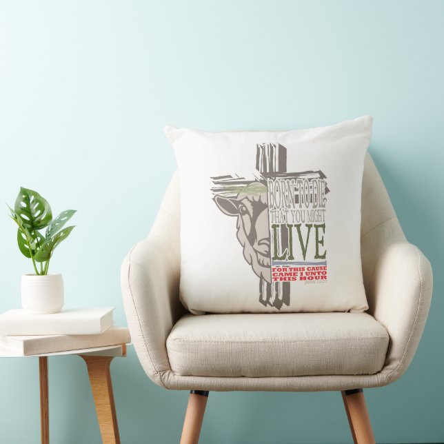 3D Shadow Cross Sacrificial Lamb Born To Die Throw Pillow (Chair)