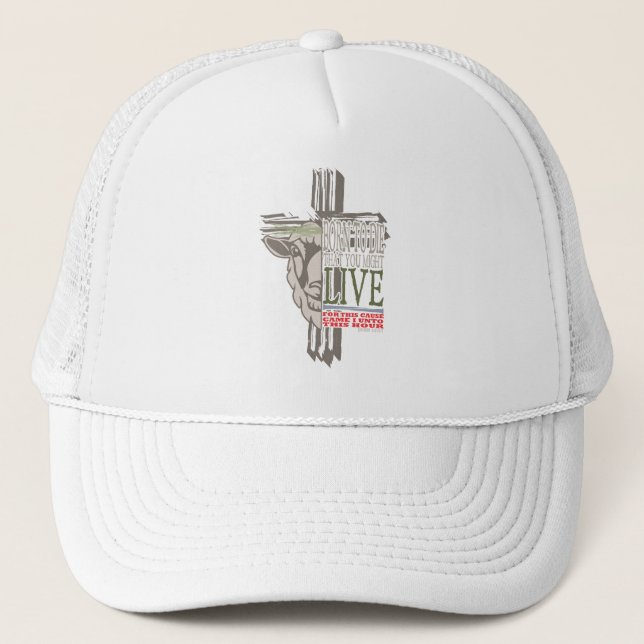 3D Shadow Cross Sacrificial Lamb Born To Die Trucker Hat (Front)