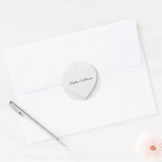 3D shadow heart minimalist brand Classic Round Sticker (Envelope)