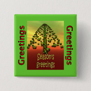 3D shining green tree 2 Inch Square Button