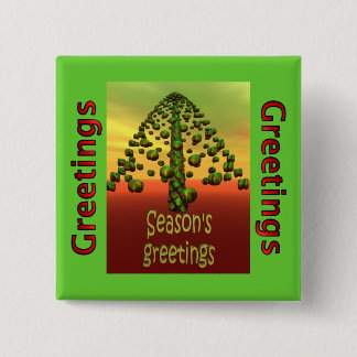 3D shining green tree 2 Inch Square Button