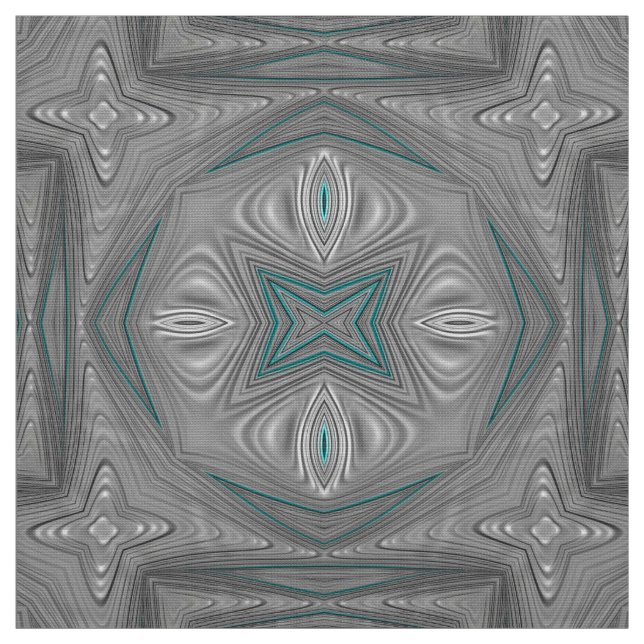 3D! Silver Gray White Turquoise ~  Fabric (Swatch)