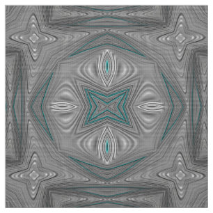 3D! Silver Grey White Turquoise ~  Fabric