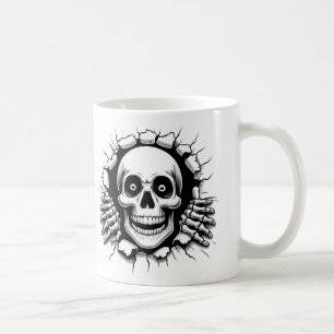 3D Skeleton Breaking through Background Halloween Coffee Mug