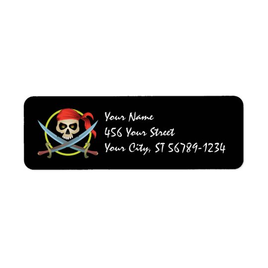 3D Skull Pirate Label Return Address Label