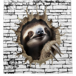 3D Sloth Wall Break Art – Realistic Safari