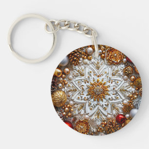 3d snowflake ornament keychain