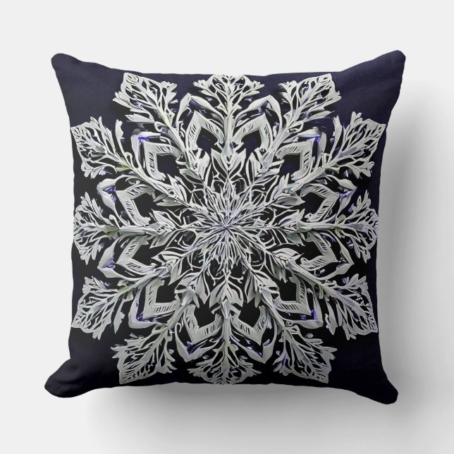 3d snowflake throw pillow (Front)