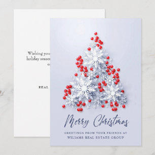 3D Snowflakes Christmas Tree Corporate Greeting Holiday Card