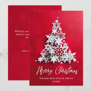 3D Snowflakes Christmas Tree Corporate Greeting Holiday Card