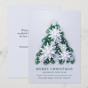 3D Snowflakes Christmas Tree Corporate Greeting Holiday Card
