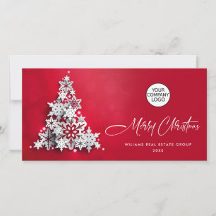 3D Snowflakes Christmas Tree Corporate Greeting Holiday Card