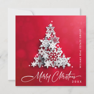 3D Snowflakes Christmas Tree Corporate Greeting Holiday Card