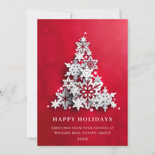 3D Snowflakes Christmas Tree Corporate Greeting Holiday Card