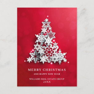 3D Snowflakes Christmas Tree Corporate Greeting Postcard