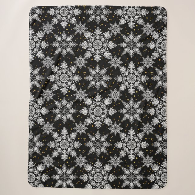 3d snowflakes sherpa blanket (Front)