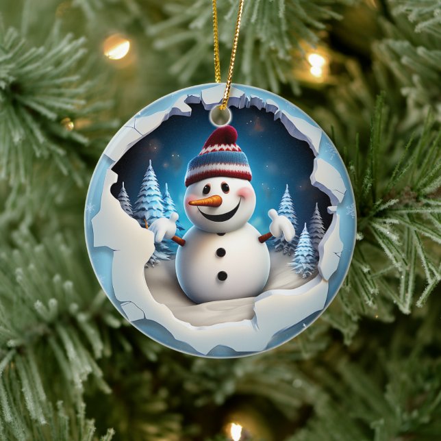 3d Snowman Ceramic Ornament (Tree)
