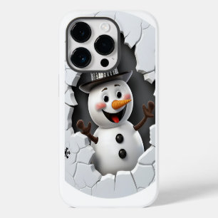 3D Snowman Christmas iPhone 14 Pro Case