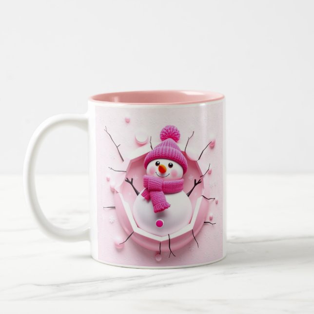3d snowman mug wrap, 3d design wrap mug (Left)
