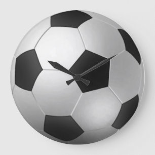 3D Soccer Ball - it's soccer time! Large Clock