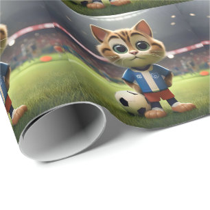 3D Soccer Cat,  Wrapping Paper