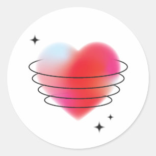 3d space hitech red valentine heart  classic round sticker