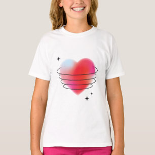 3d space hitech red valentine planet heart  T-Shirt