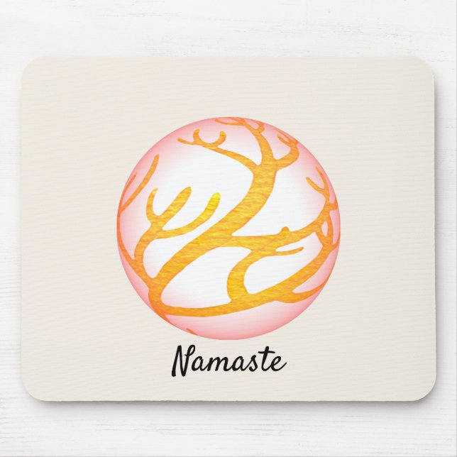 3D Sphere Eastern Design Namaste Mouse Pad (Front)