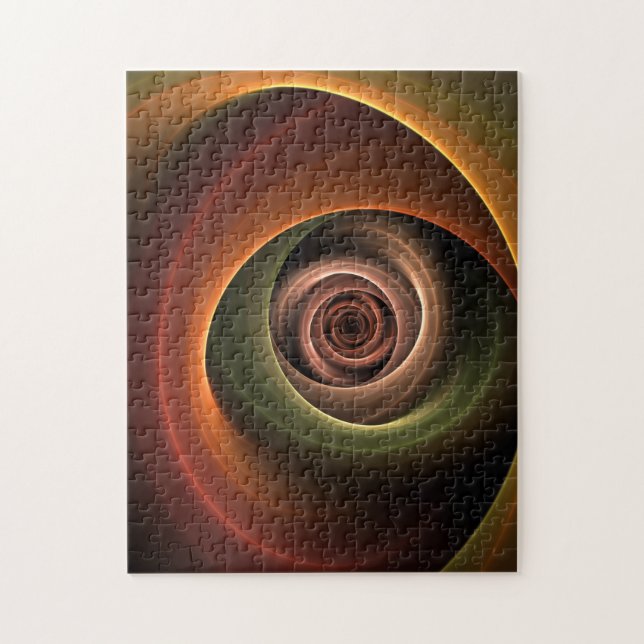 3D Spiral Abstract Warm Colors Modern Fractal Art Jigsaw Puzzle (Vertical)